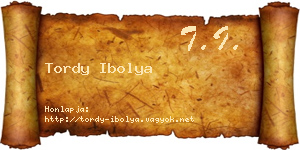 Tordy Ibolya névjegykártya